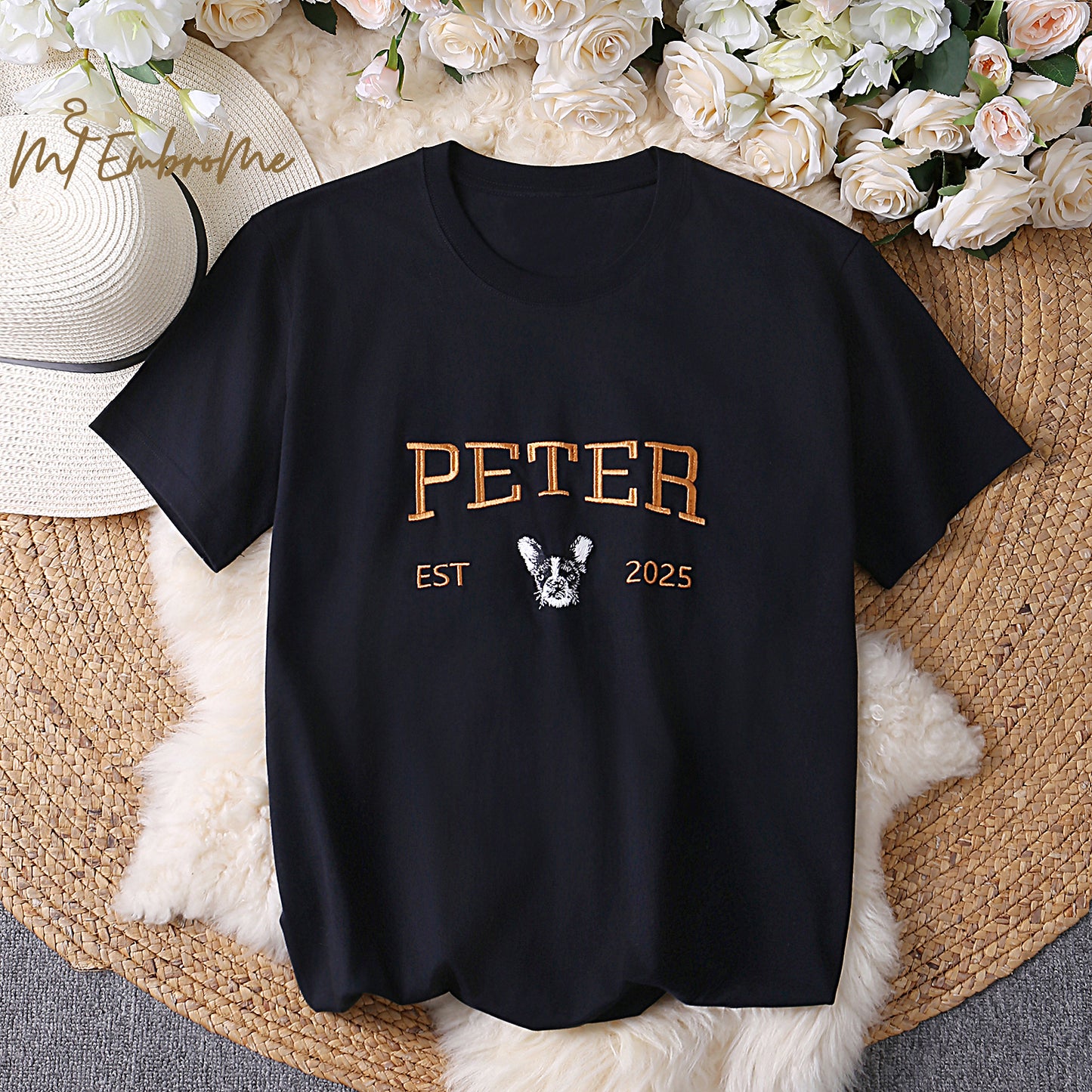 Custom pet embroidered clothing, unique gifts with your dog's photo