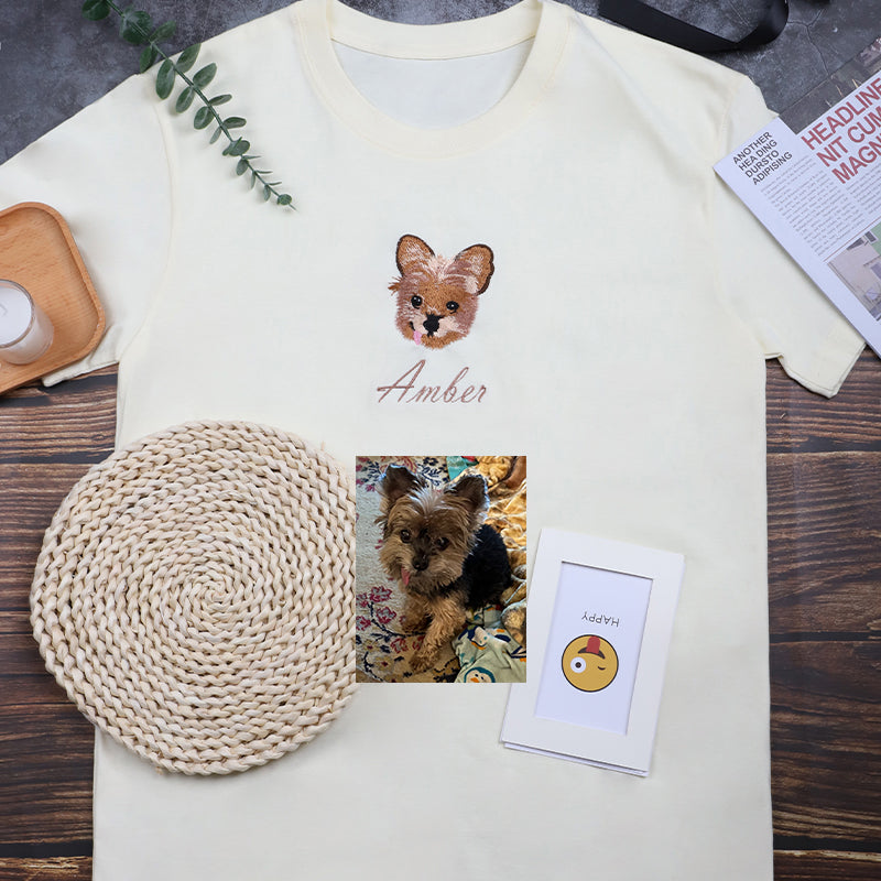 Benutzerdefinierte Haustier Foto bestickt T-shirts/Hoodies/Sweatshirts, einzigartige benutzerdefinierte Geschenke mit Ihrem Hund Foto/Name/Geburtstag