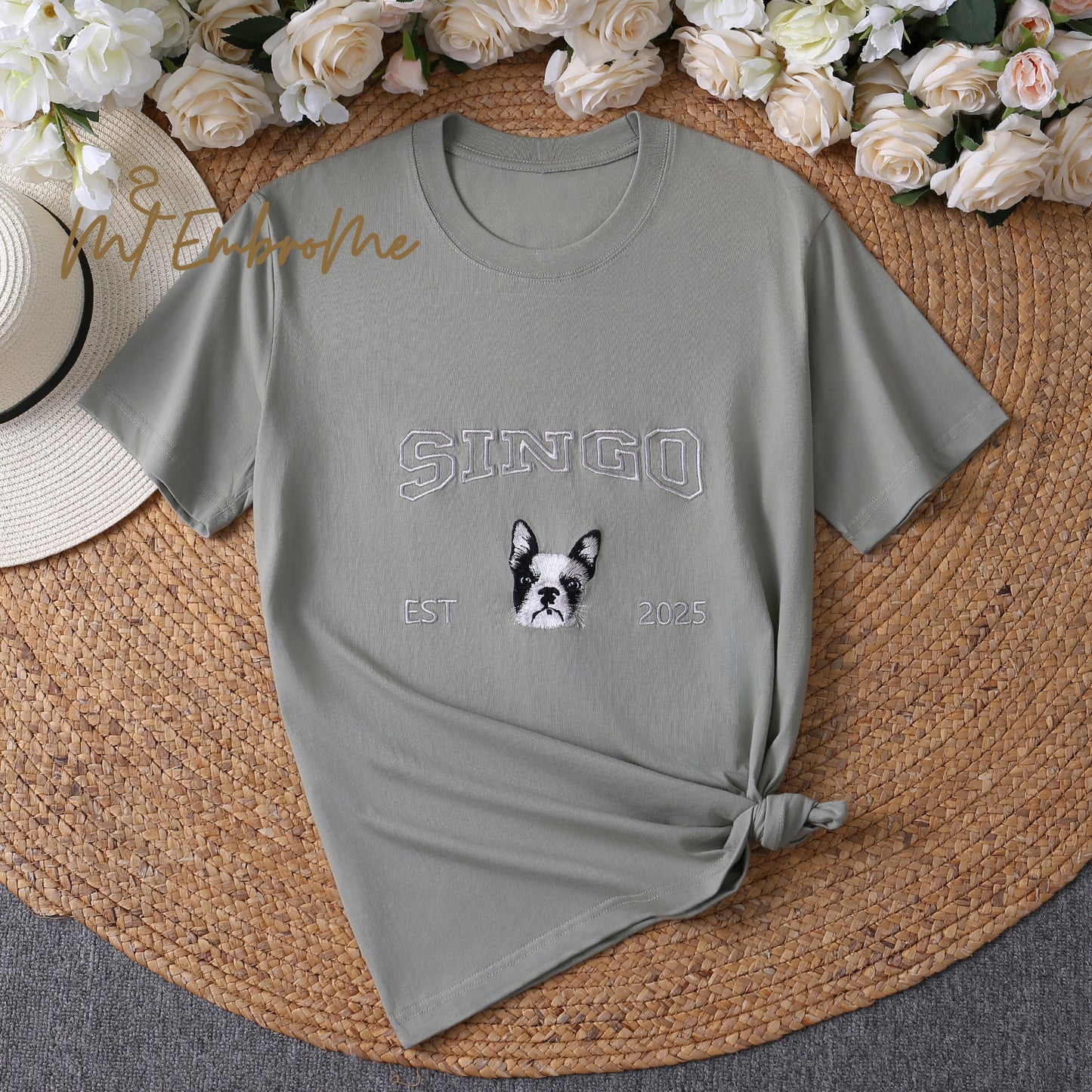Custom pet embroidered clothing, unique gifts with your dog's photo