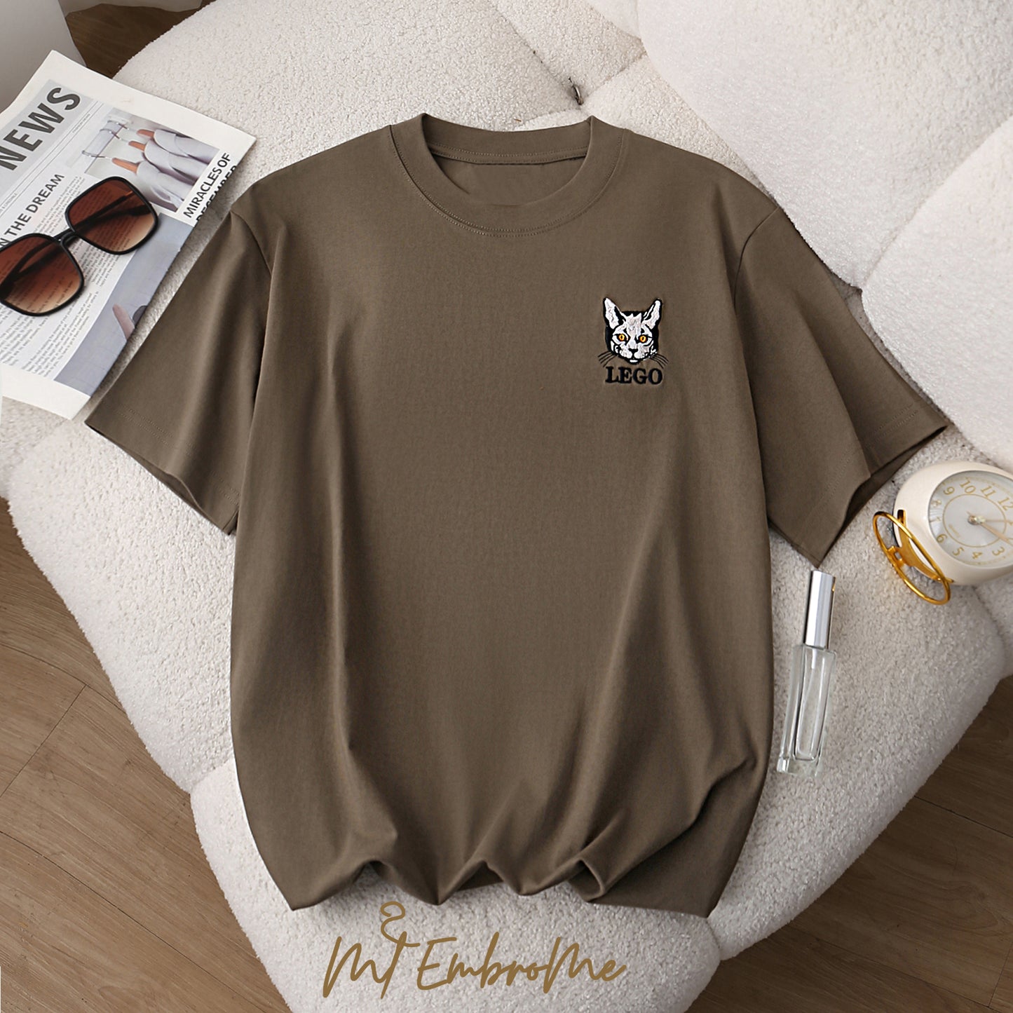 Custom pet embroidered clothing, unique gifts with your cat's photo