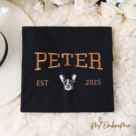 Custom pet embroidered clothing, unique gifts with your dog's photo