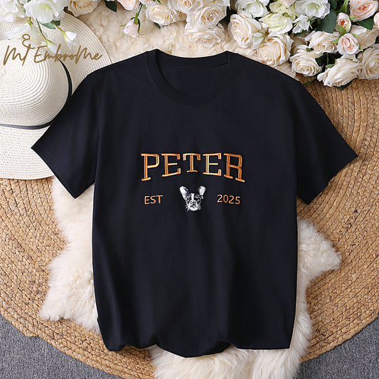 Custom pet embroidered clothing, unique gifts with your dog's photo