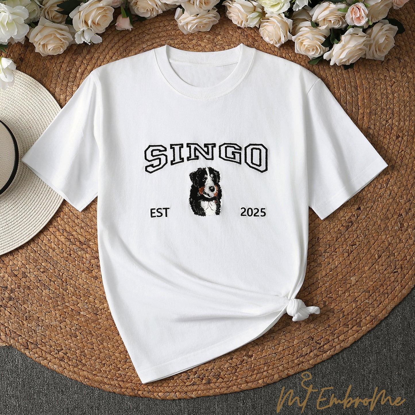 Custom pet embroidered clothing, unique gifts with your dog's photo