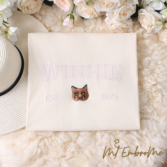 Custom pet embroidered clothing, unique gifts with your cat's photo