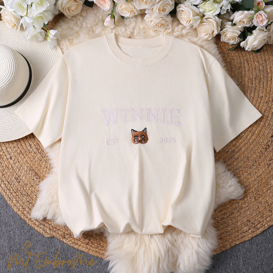 Custom pet embroidered clothing, unique gifts with your cat's photo