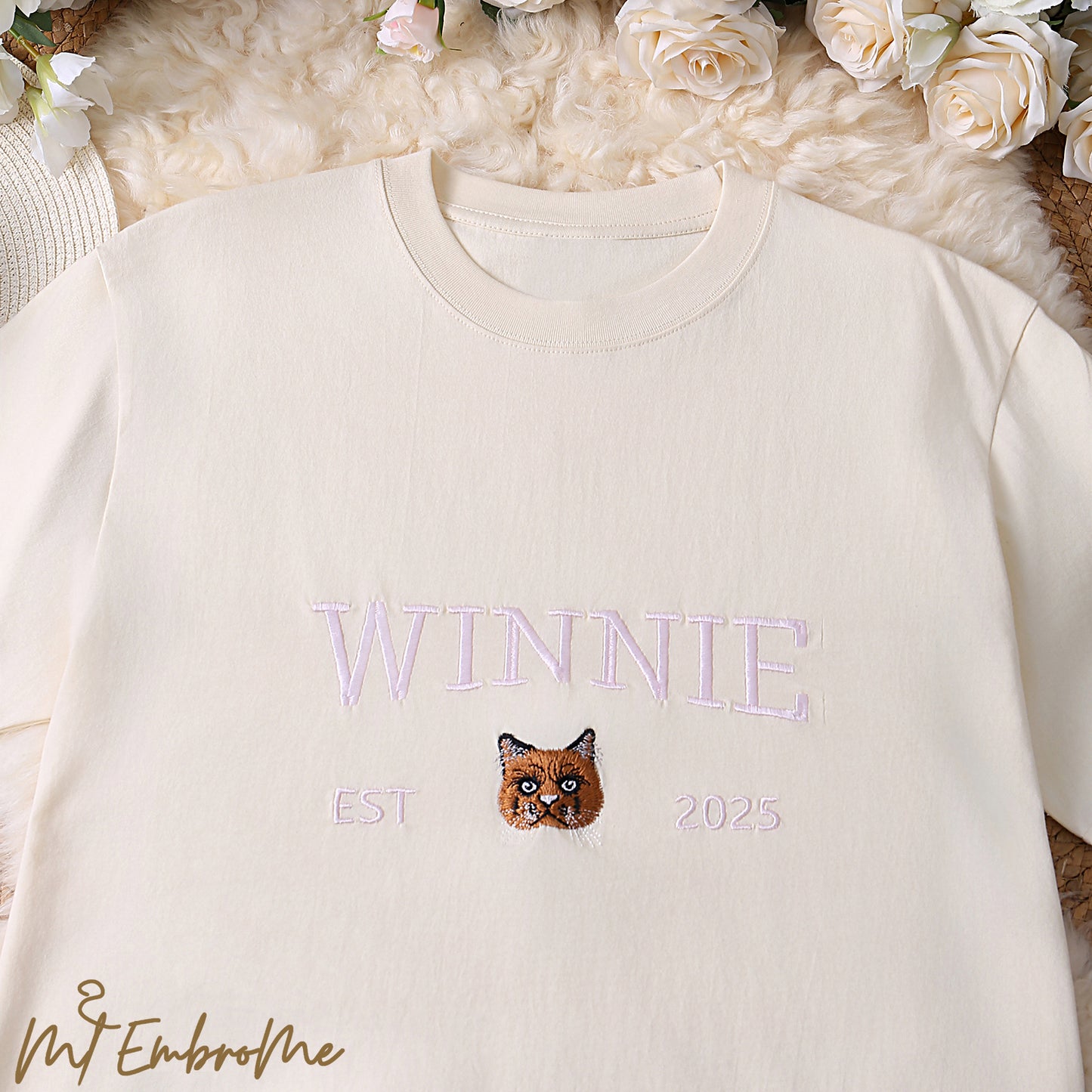 Custom pet embroidered clothing, unique gifts with your cat's photo